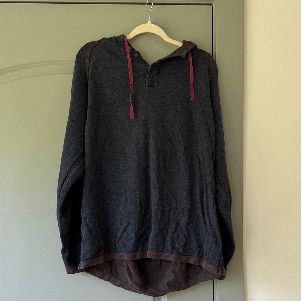 Men's Dark Gray and Brown Hoodie